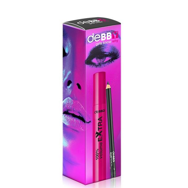 deBBY Holiday Season Kits 01 - 100%volume extra mascara + glitter 01 eyepencil